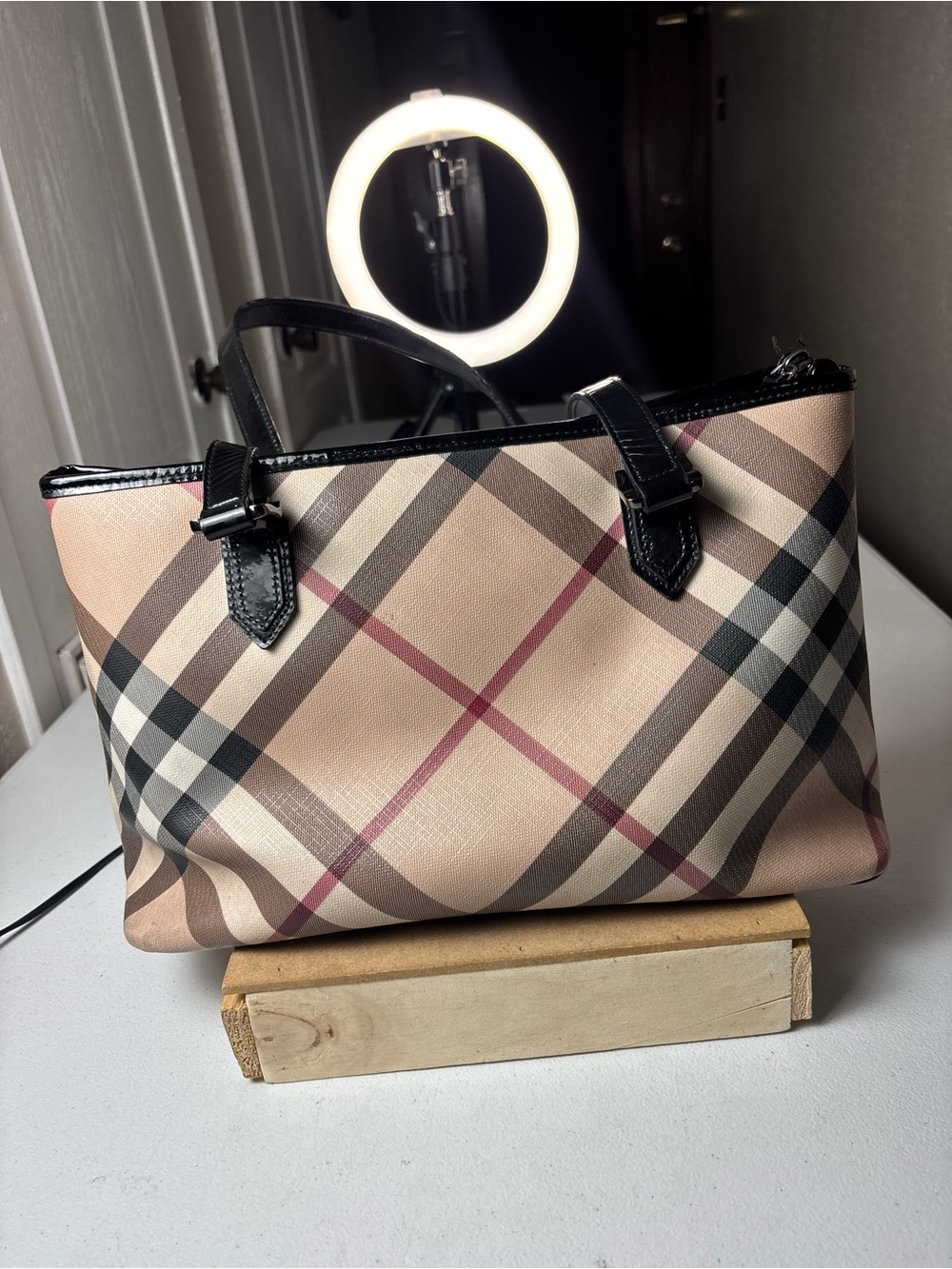 Burberry Tote Bag Nova Check Shoulder Beige - Picture 4 of 14